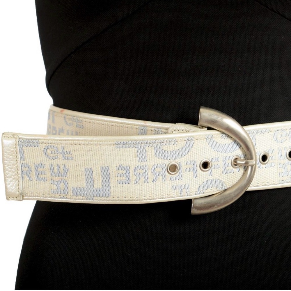 GF Ferre Stylish Cream and Silver Unisex Belt